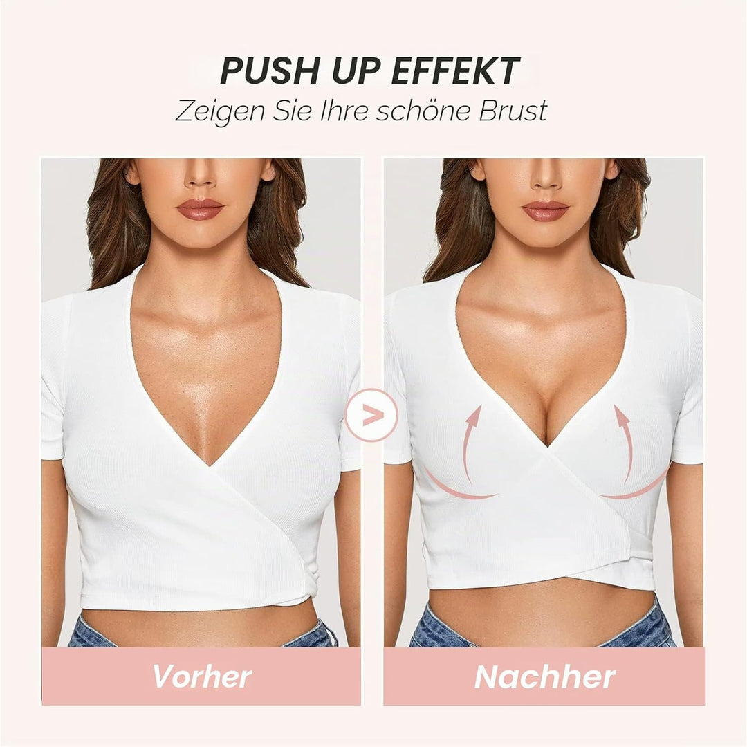 DOBREVA Damen Push Up Bügel BH Soft T Shirt BHS mit Licht Gepolstert Komfort Sexy 70B Weiss, 70B Wei