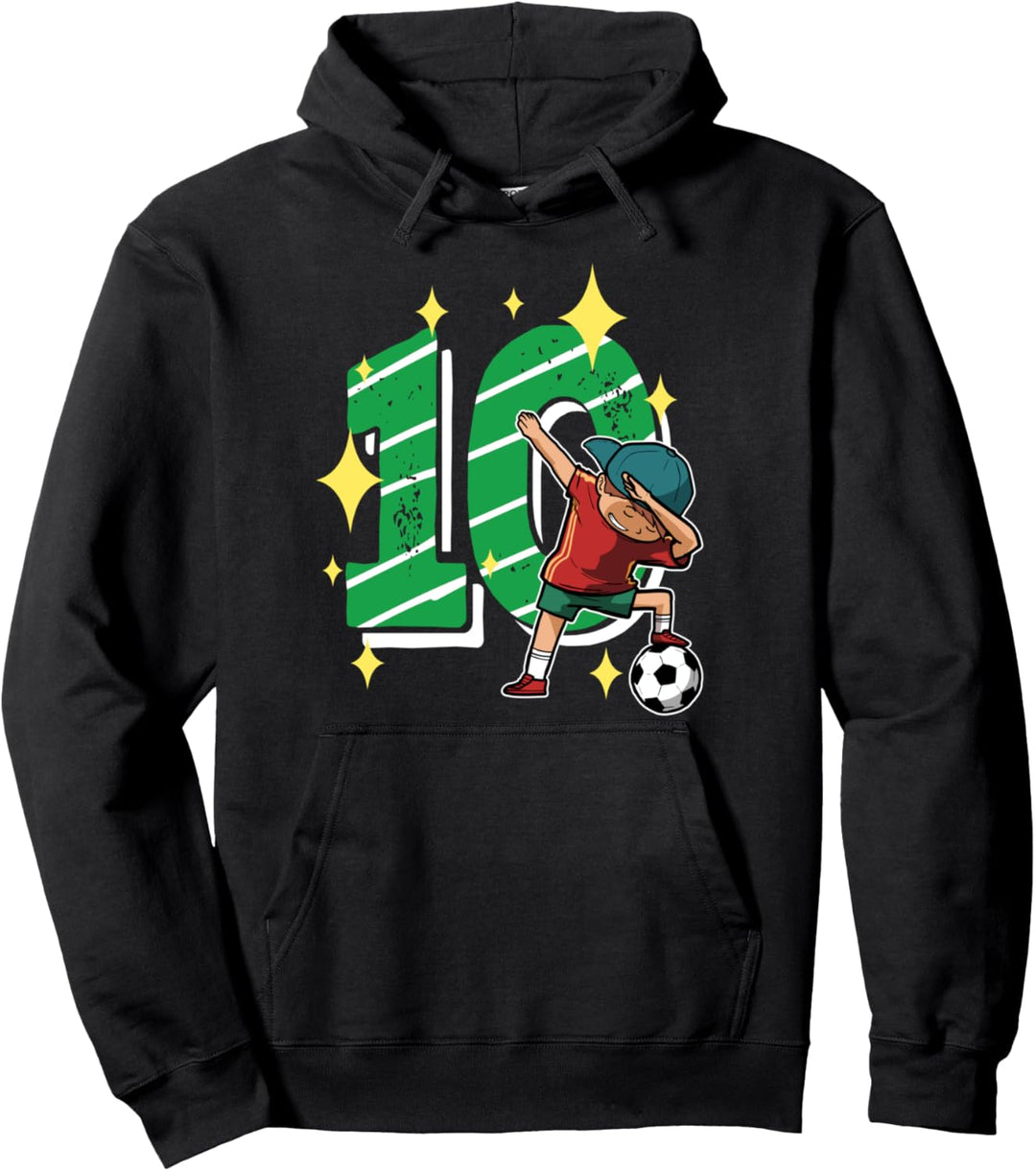 10 Jahre Fussball Geschenk 10. Geburtstag Dabbing Fussballer Pullover Hoodie