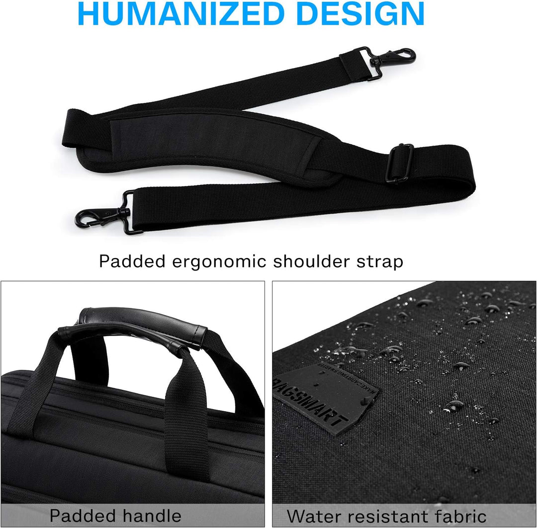 bagsmart 17,3-Zoll-Laptoptasche, Erweiterbare Aktentasche, Computertasche für Herren und Damen, Lapt
