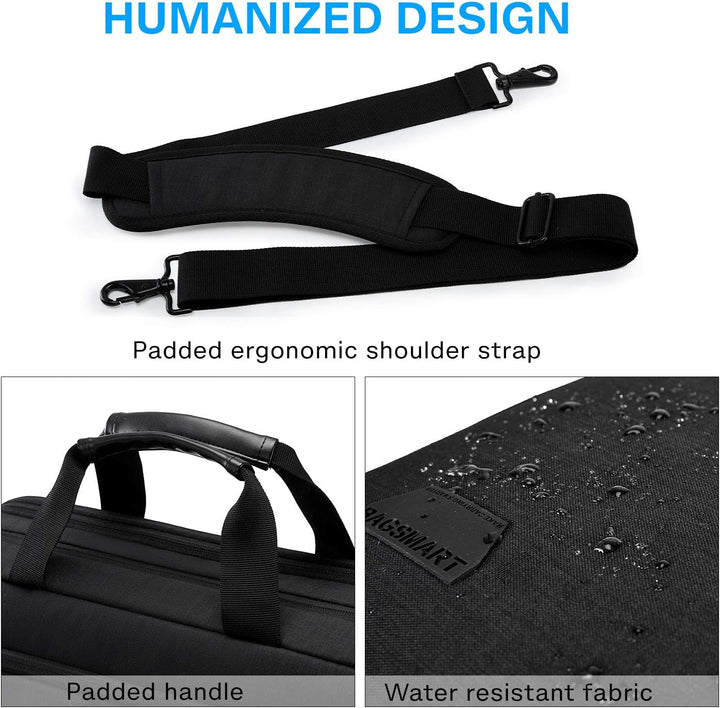 bagsmart 17,3-Zoll-Laptoptasche, Erweiterbare Aktentasche, Computertasche für Herren und Damen, Lapt
