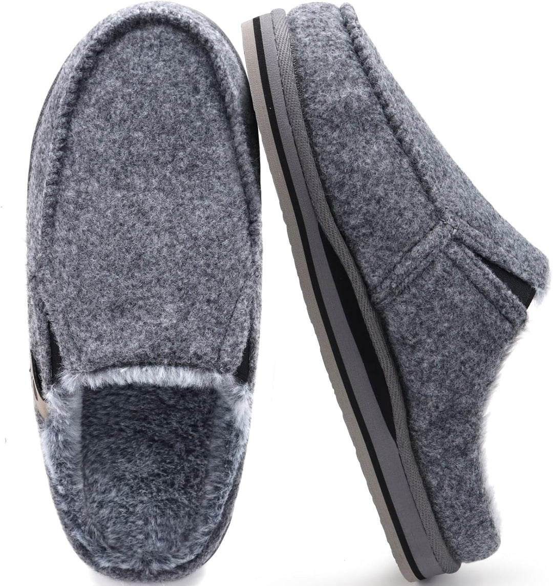 ONCAI Hausschuhe Herren Komfort Pantoffeln Plüsch Streifen Hüttenschuhe Wärme Cord Flauschig Slipper