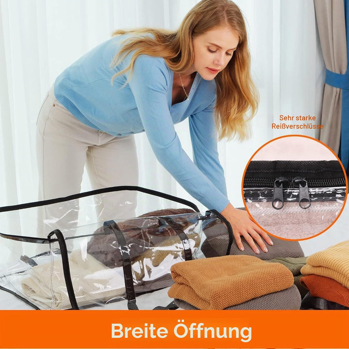 Vieshful 7 Stück Transparente Plastik Aufbewahrungstasche, 40L Organizer Aufbewahrungsbox Kleiderauf