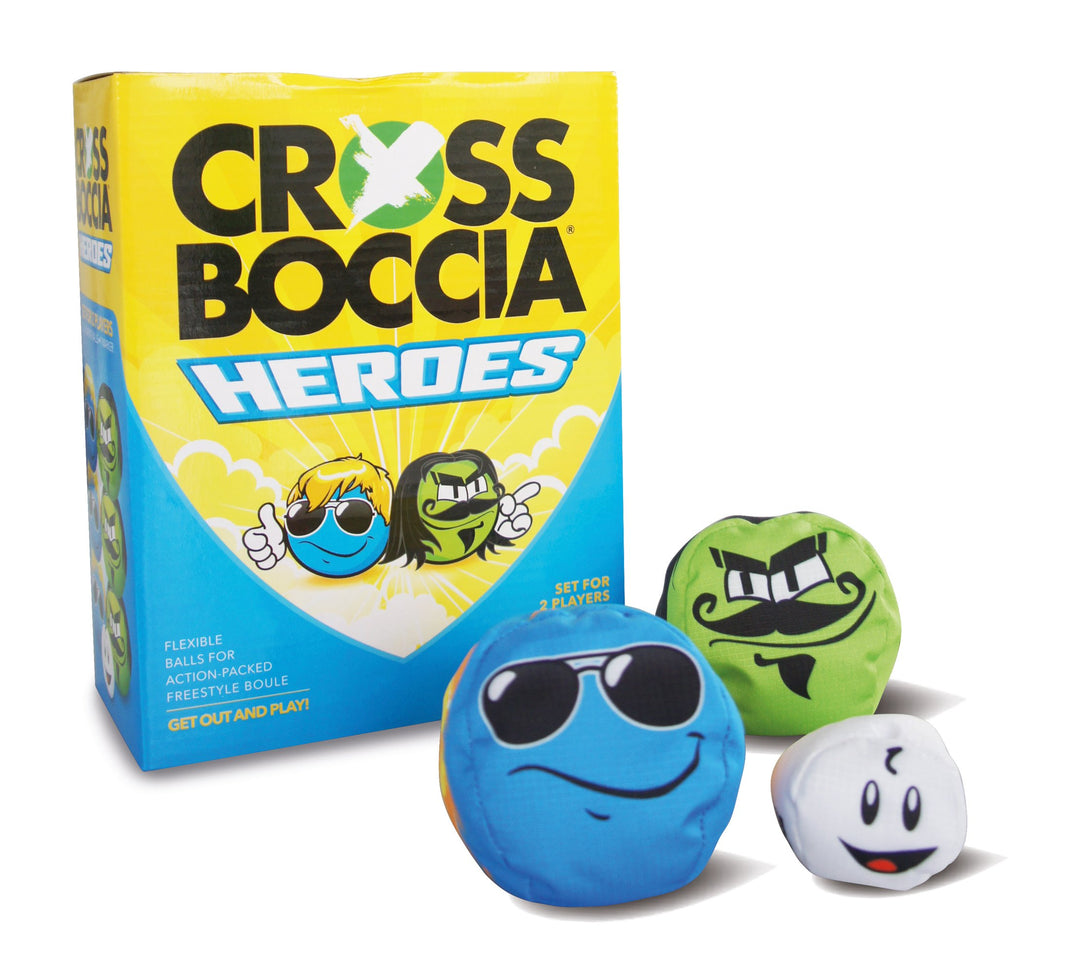 Crossboccia® Doublepack Heroes, 2x3 gleichfarbige Stoffsäckchen, verschiedene Designs, Ø 8cm mit Gra