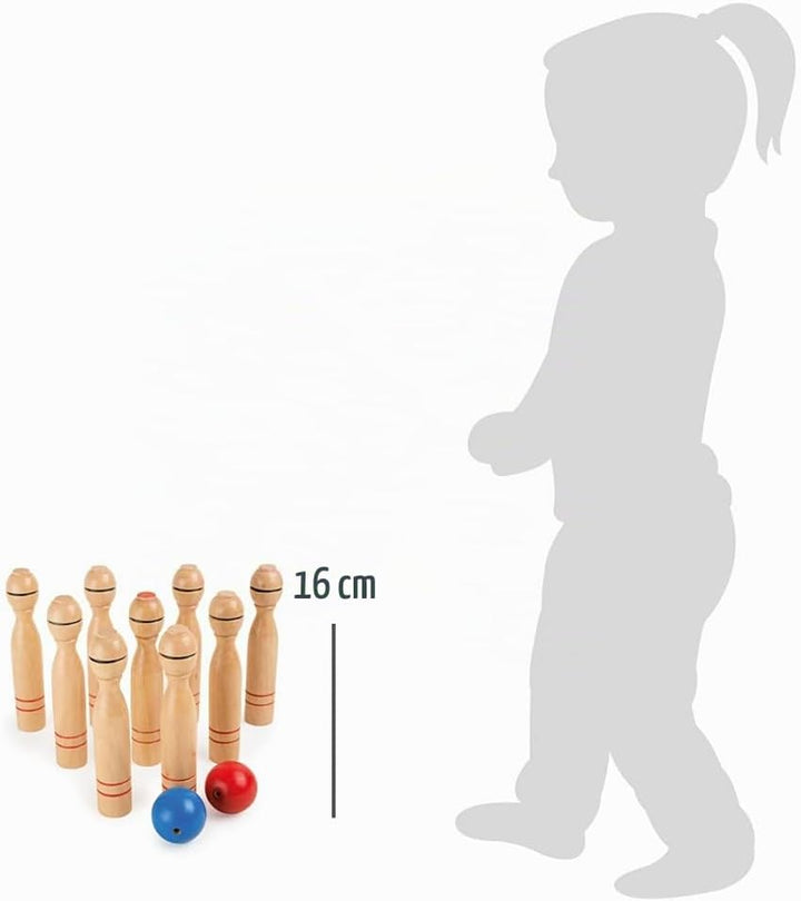 small foot Kegelspiel aus Holz, Kegel ca. 16 cm hoch, Kinder Indoor-und Outdoor-Spiel, ab 3 Jahren,