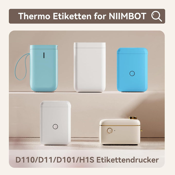 NIIMBOT Thermo Etiketten Selbstklebend, 12 x 22mm Etikettendrucker Thermopapier Kompatibel mit dem D