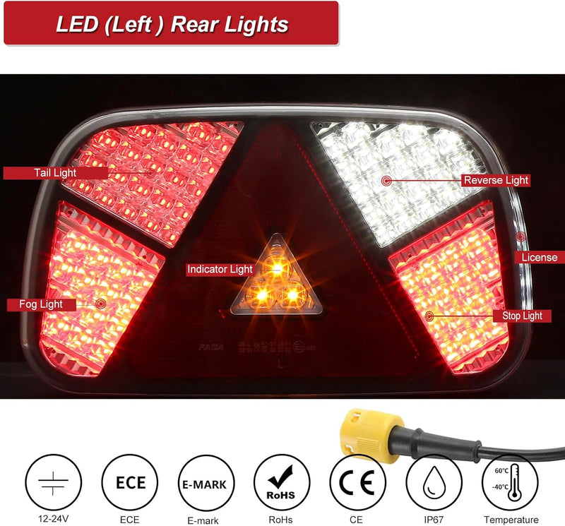 AGRISHOP LED Anhänger Rückleuchten 12/24v, Rücklicht Heckleuchten Anhänger mit 2x6polig Bajonettverb