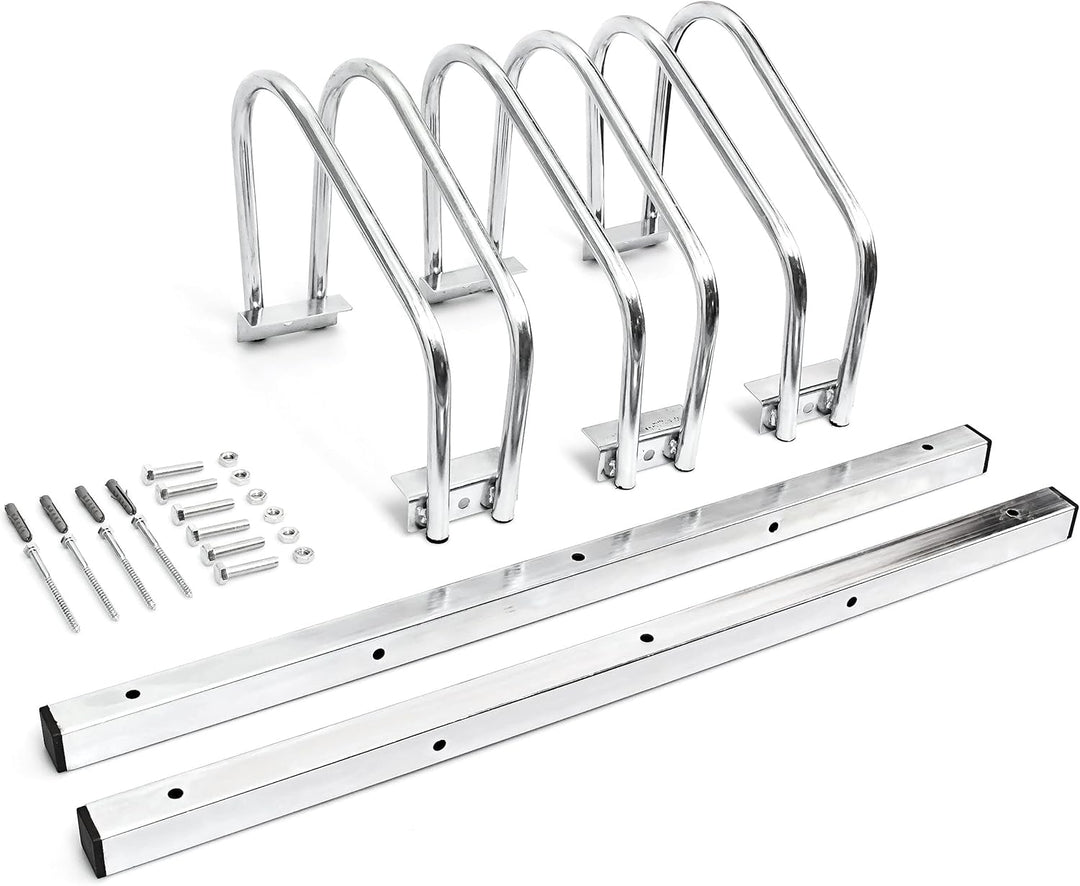 3 x Fahrradständer, Für 3 Fahrräder, Boden- und Wandmontage, HBT: ca. 26 x 73 x 32 cm, silber, 3