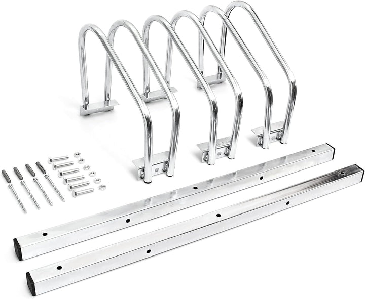 3 x Fahrradständer, Für 3 Fahrräder, Boden- und Wandmontage, HBT: ca. 26 x 73 x 32 cm, silber, 3