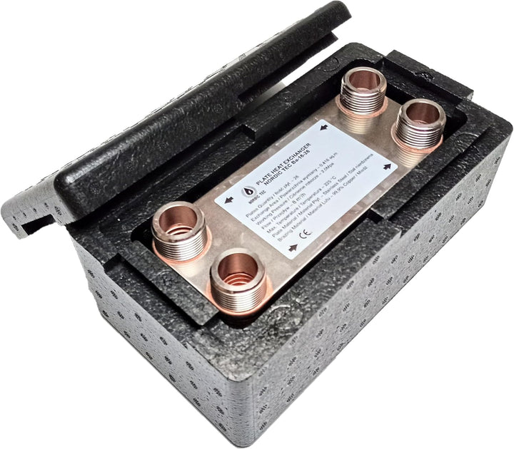 Edelstahl Plattenwärmetauscher Nordic Tec Ba-16-26 mit Isolierung Plattenwärmeübertrager Wärmetausch