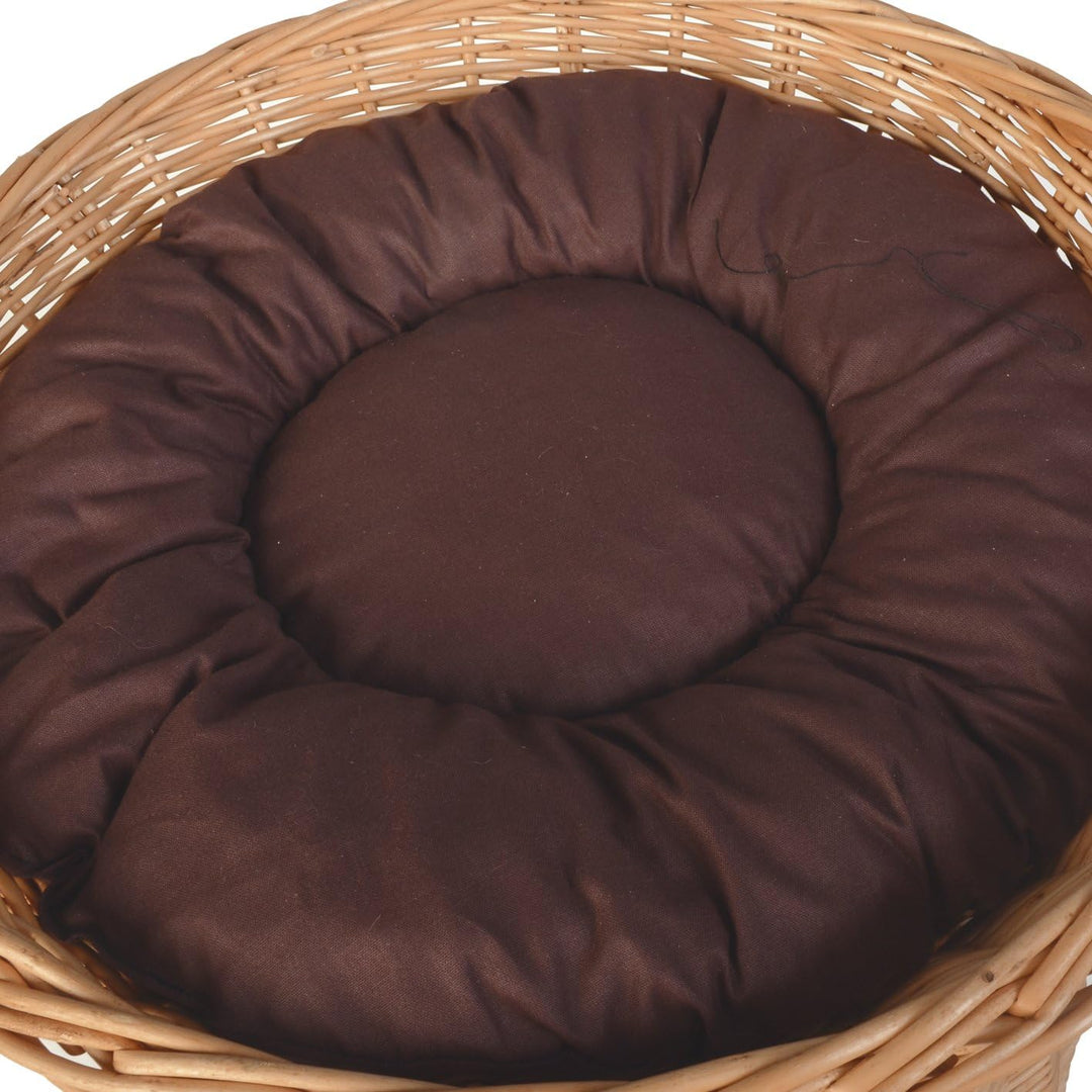 WEIDENPROFI Katzenkorb, Katzenturm aus Heller Weide, inkl. 2 Kissen, Grösse ca.: Ø 42-46 cm x Höhe 4