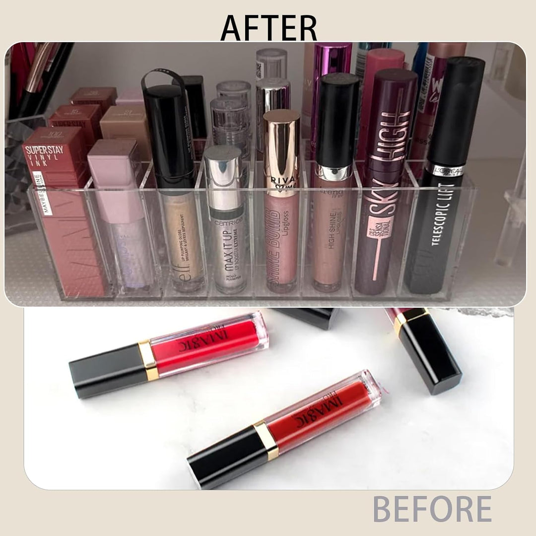 Lippenstift Organizer Aufbewahrungsbox mit 24 Plätzen, Acryl-Lipgloss-Ständer, für Pinsel, Lippensti