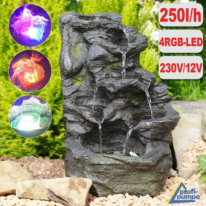 Zimmerbrunnen Gartenbrunnen Brunnen Zierbrunnen Brunnen Springbrunnen Vogelbad Fels-Kaskade mit RGB