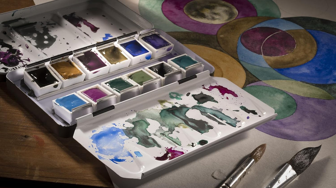 Rembrandt Water Colour Box GRANULATING extra feine Aquarellfarbe, Metallkasten mit 12 Näpfchen granu