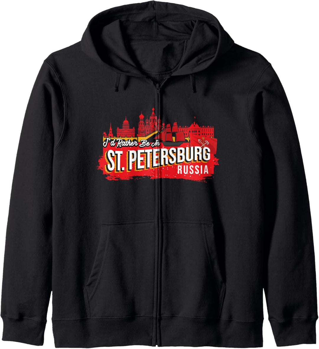 Ich wäre lieber in St. Petersburg Russland Vintage Souvenir Kapuzenjacke