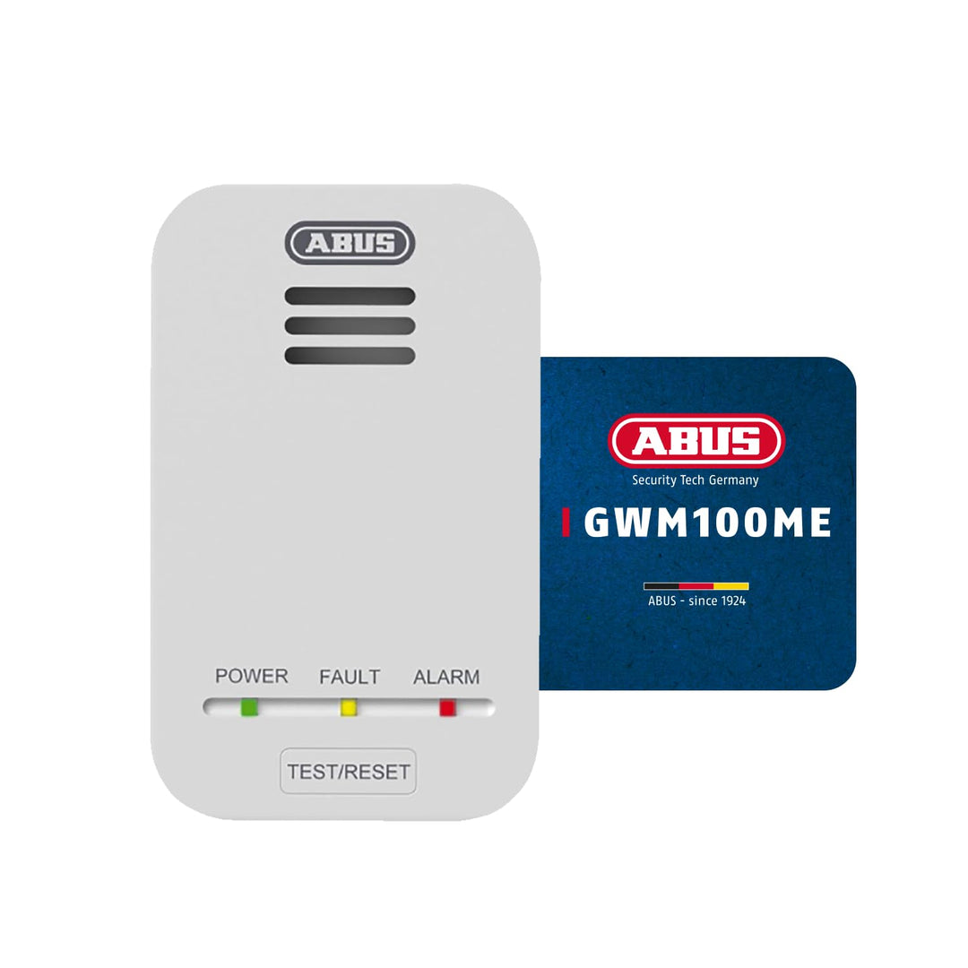 ABUS Gasmelder GWM100ME für Gasthermen - Erdgas (Methan) / Stadtgas - Alarmlautstärke 85 dB -  weiss