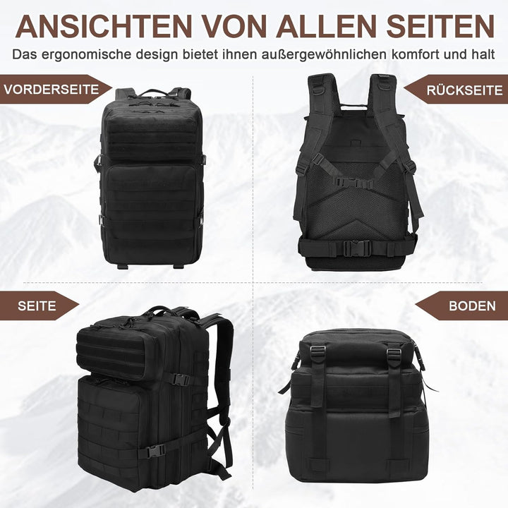 SHANNA Trekkingrucksack, Wanderrucksäcke Militärrucksack 45L Armee Rucksack MOLLE Assault Pack Takti