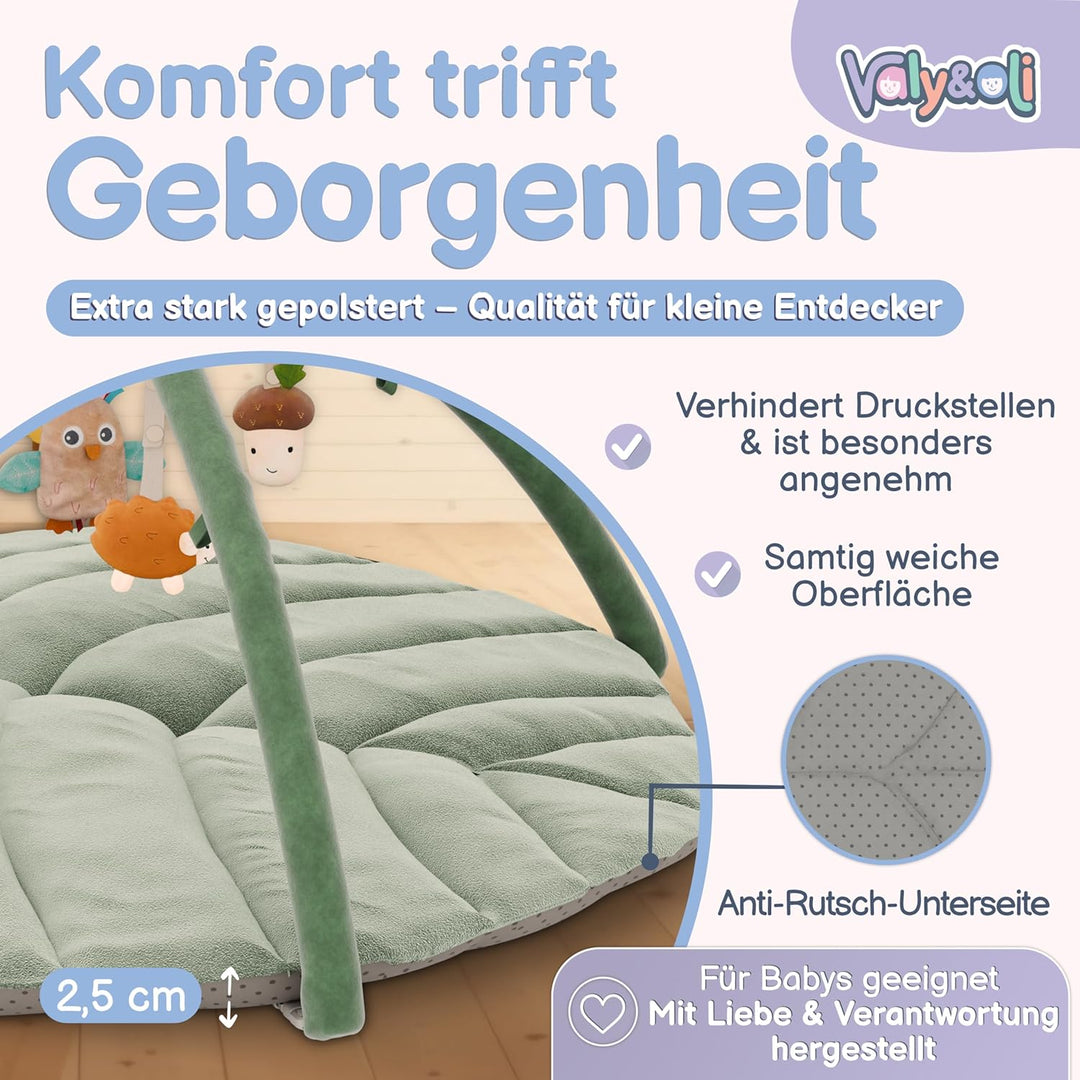 Valy&Oli® Spielbogen Baby XXL - Extra Weiche Spieldecke Baby inkl. 5 Höhenverstellbaren Sensorischen