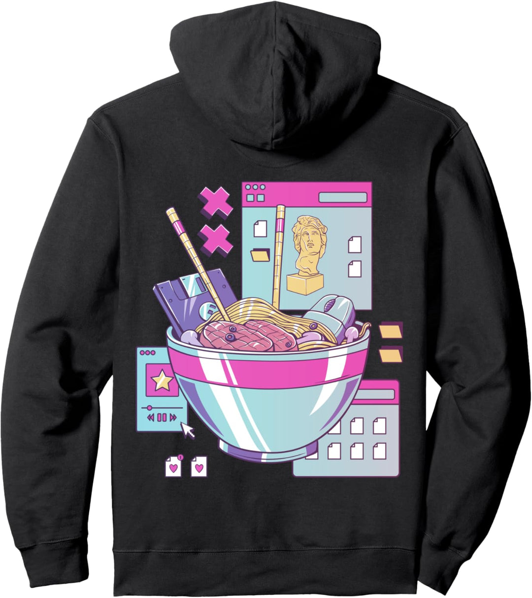 Lustige Retro 90s japanische Kawaii Ramen Vaporwave Ästhetik Pullover Hoodie