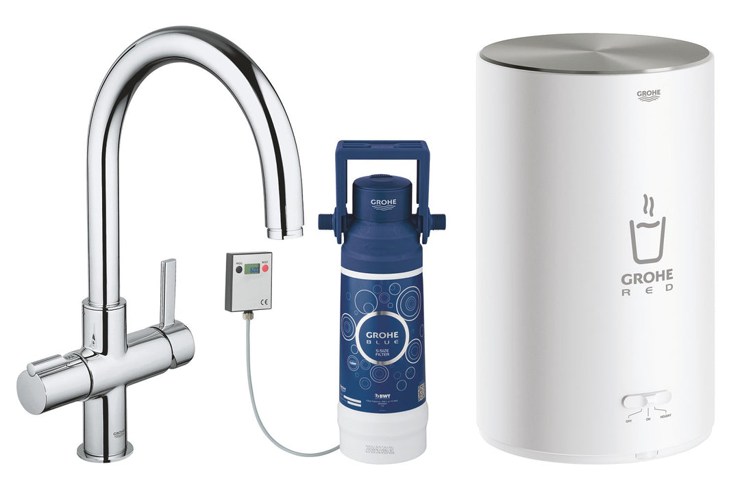 Grohe 30320000 Red II Einhand-Spültischarmatur, C-Auslauf, M-Size Boiler, Chrom