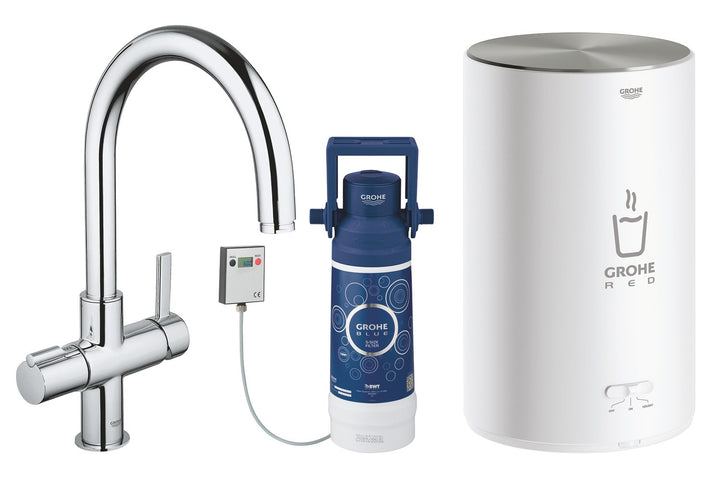 Grohe 30320000 Red II Einhand-Spültischarmatur, C-Auslauf, M-Size Boiler, Chrom