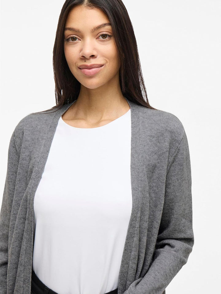 Vila Damen Viril Open L/S Knit Cardigan-Noos Strickjacke XS Medium Grey Melange, XS Medium Grey Mela