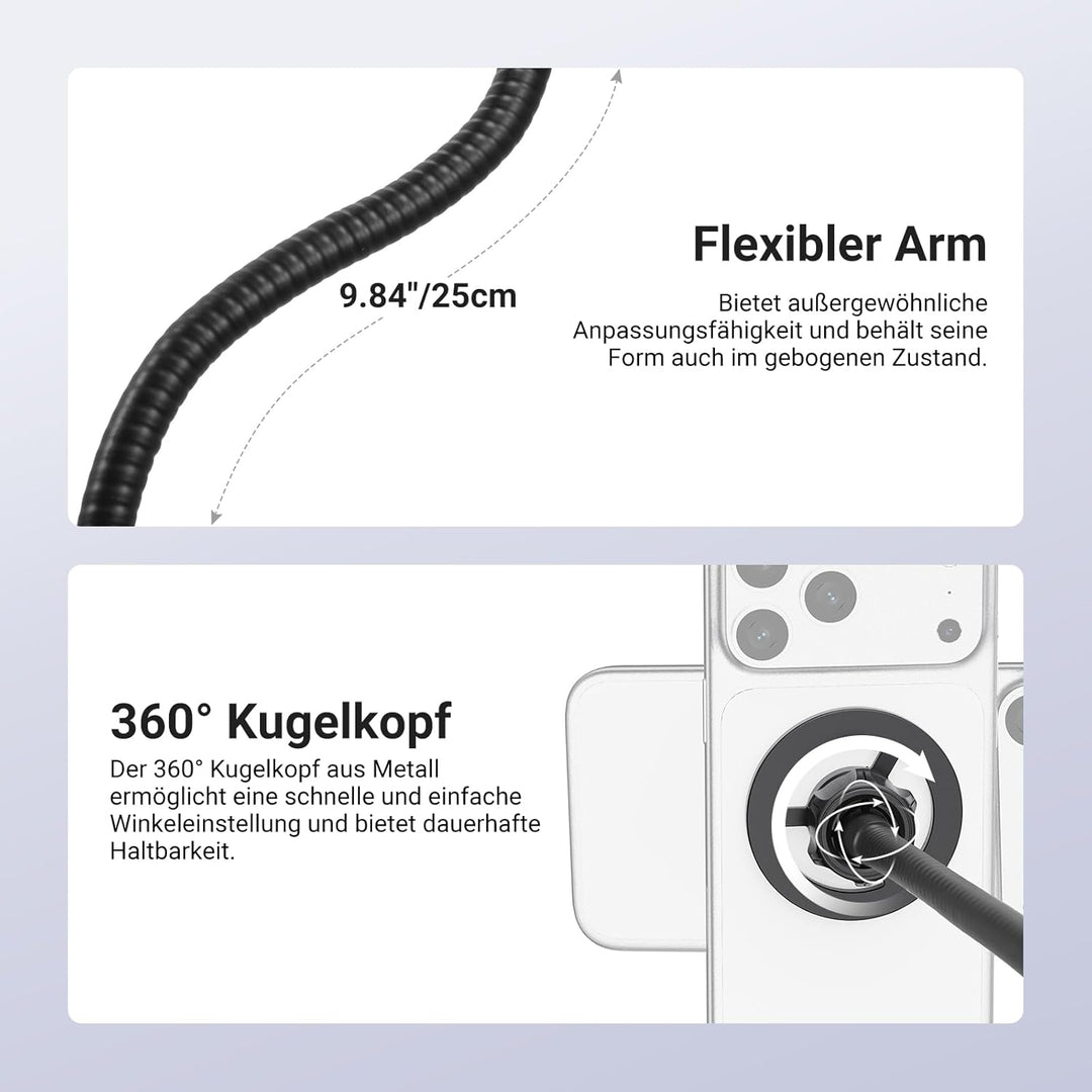 NEEWER BASICS Magnetische Handyhalterung für Microphone Stand mit flexiblem Rohr, Magnet verstellbar