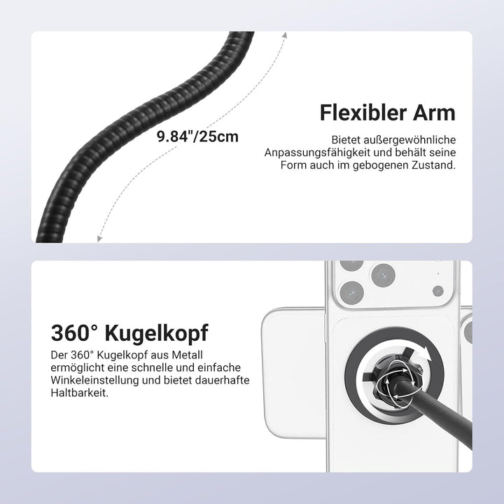 NEEWER BASICS Magnetische Handyhalterung für Microphone Stand mit flexiblem Rohr, Magnet verstellbar