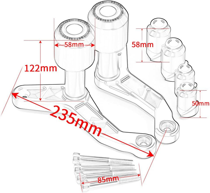 Modeer Motorrad Sturzpads Kompatibel mit K.T.M 1290 Super Duke R/RR 2020 2021 2022 2023 Rahmen Slide