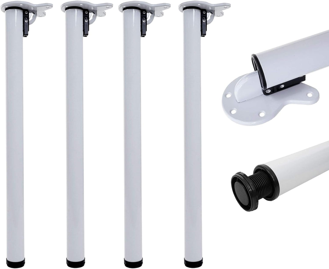 Mendler 4er-Set Tischbein HWC-H34AM, für Schreibtisch Esstischfuss Tischgestell, klappbar 72cm - wei
