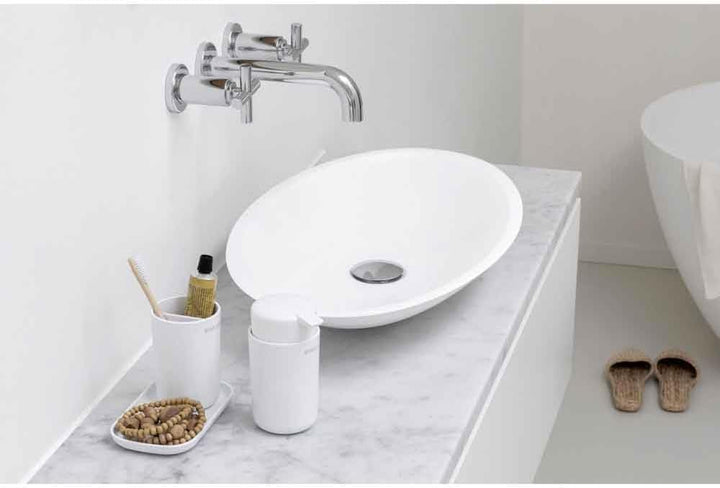 Brabantia Renew Collection Badezimmer-Set, Kunststoff, Weiss, Set of 3 White, White