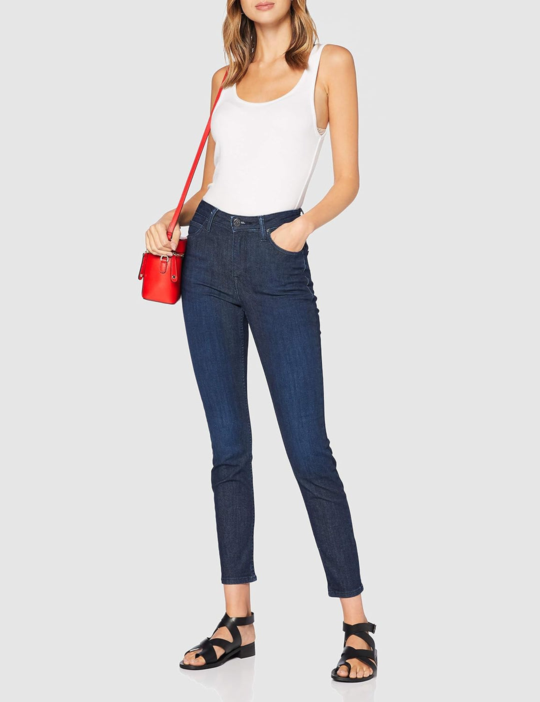Lee Jeans Damen Skinny Jeans Scarlett Stretch Deluxe 27W / 35L Blau (Dark Salida Kc), 27W / 35L Blau