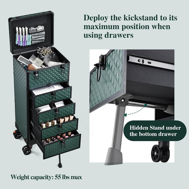 Kosmetik Trolley mit 4 Schubladen Friseurkoffer Gross Kosmetikkoffer Ngaelkoffer Make up Koffer mit