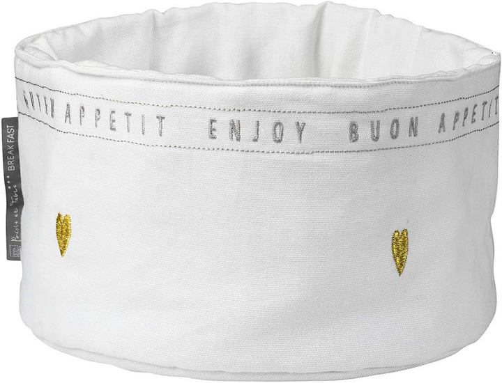 Räder Breakfast Brotkorb aus 100% Baumwolle in der Farbe Weiss-Gold-Silber, Masse: 25cm x 25cm x 14,