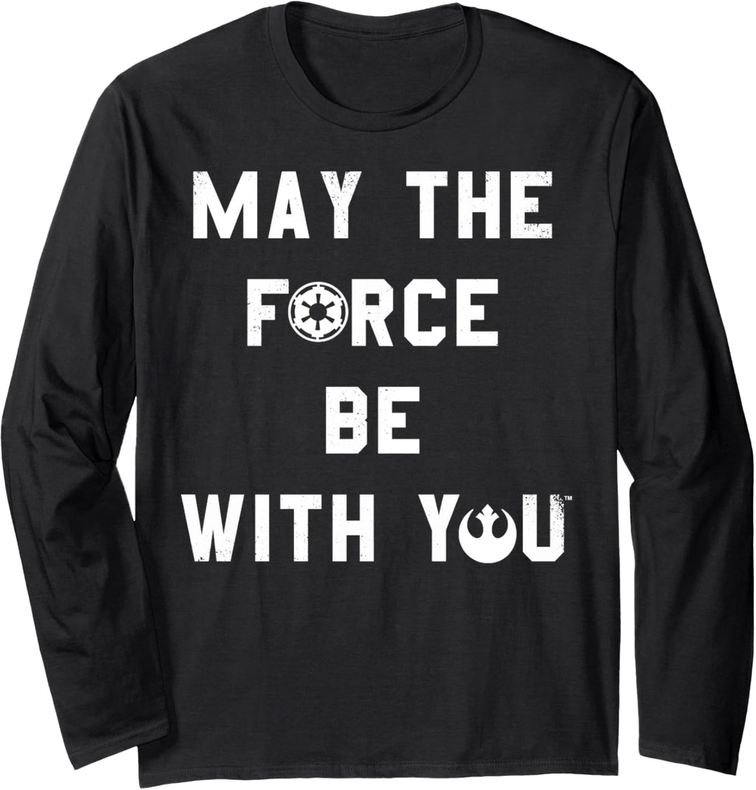 Star Wars Empire Force Be With You Text Logo Langarmshirt