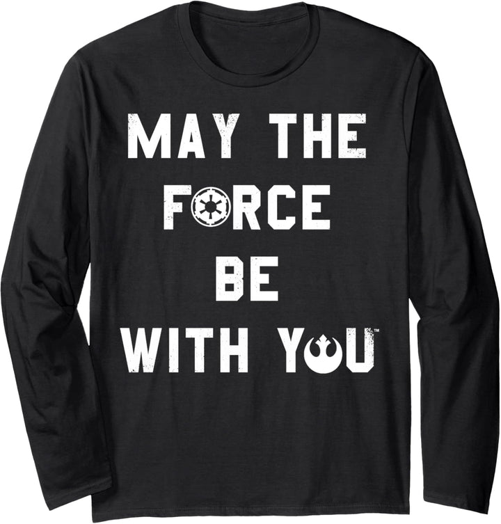 Star Wars Empire Force Be With You Text Logo Langarmshirt