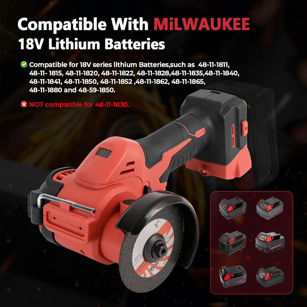 Bürstenloser Mini-Winkelschleifer, kompatibel mit Milwaukee M18, 20.000 U/min, 400 W, kabelloses Sch