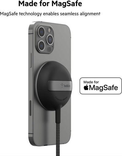 Belkin BoostCharge Pro tragbares kabelloses Ladepad mit MagSafe (schnelles Laden bis zu 15 W, Stände