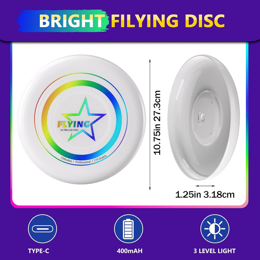 12 Lichtmodus Flying Discs Flugscheibenspielzeuge für Kinder und Erwachsene, automatisches Aufleucht