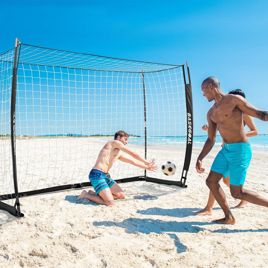 Fussballtor Outdoor [180cm/240cm/365cm], Faltbares Fussballtor Garten & Training mit Koordinationsle