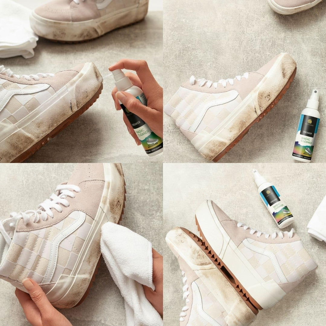 SOLITAIRE Magic Cleaner Reinigungs Set, 2x Magic Cleaner 100 ml + GRATIS Microfasertuch, Sneaker Bür