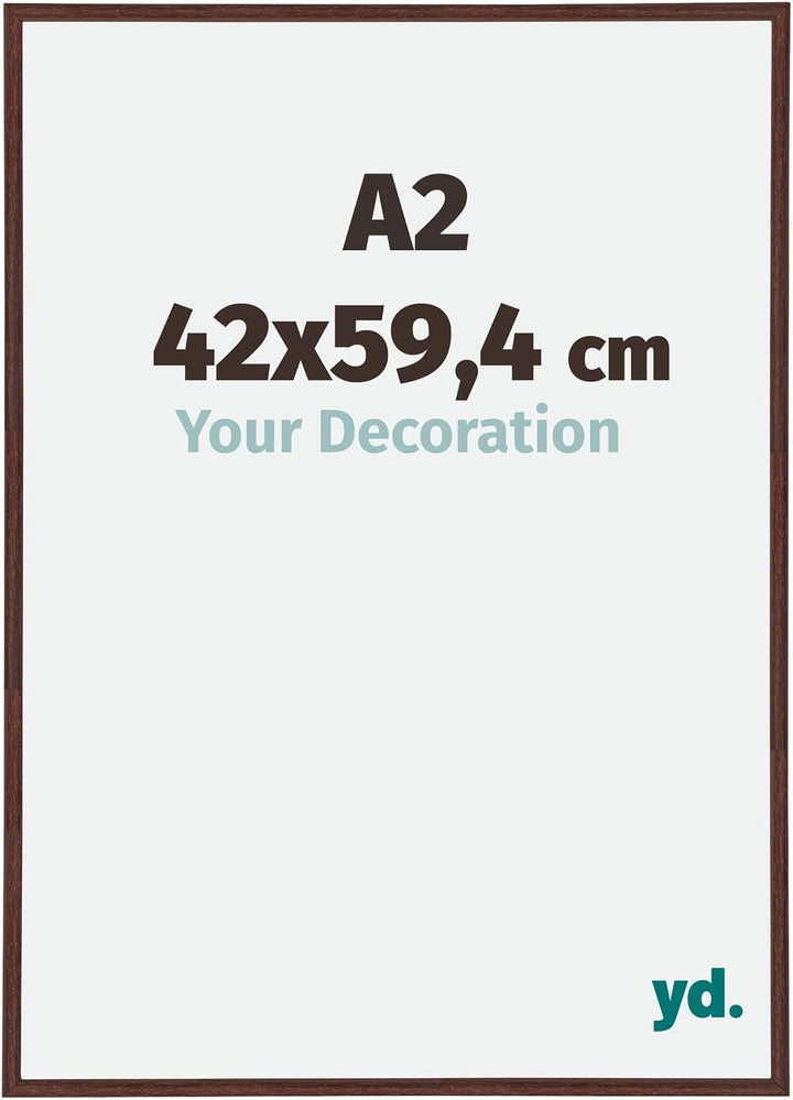 yd. Your Decoration - Bilderrahmen DIN A2 42x59,4 cm - Braun - Bilderrahmen aus Kunststoff mit Antir