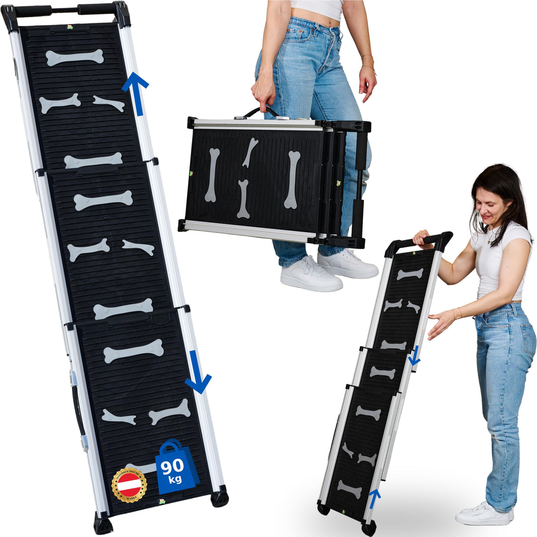 Hunderampe Teleskop rutschfest Alu 90kg Hundetreppe für Grosse Kleine Hunde Auto SUV Sofa Bett Rückb