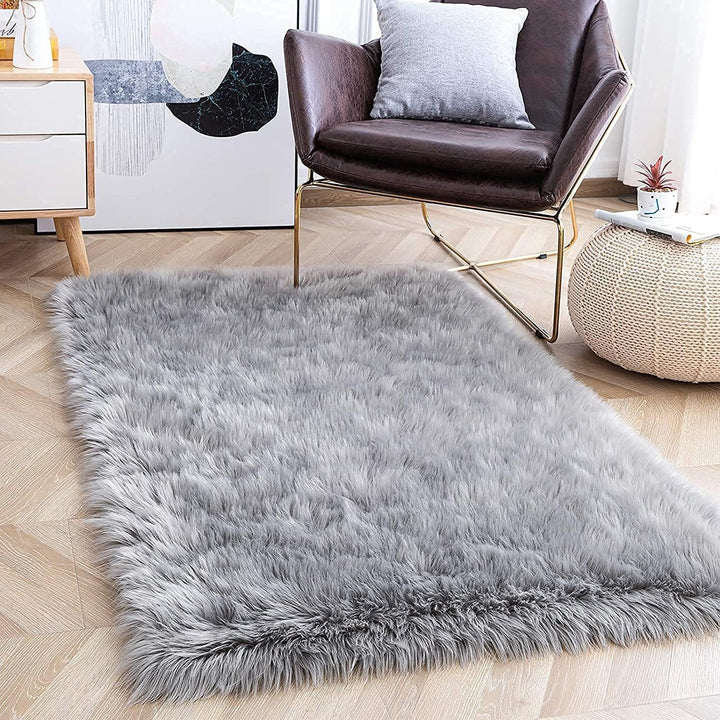 HEQUN Faux Lammfell Schaffell Teppich Kunstfell Dekofell Lammfellimitat Teppich Longhair Fell Nachah