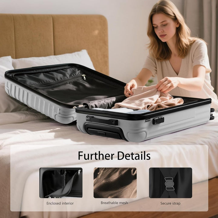 Voyager Kofferset 2-teilig S+M, Hartschalenkoffer mit 4 Rollen, Handgepäck & mittelgrosser Reisekoff