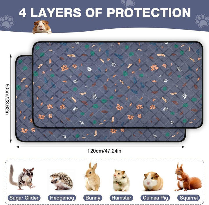 AUYAO Wiederverwendbare PIPI Pads Matte für Meerschweinchen, 2PC Waschbar und 4 Lagen Super Saugfähi