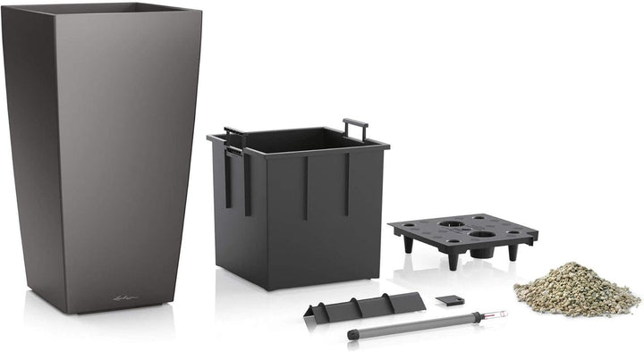 LECHUZA CUBICO Premium 30 silber metallic 18185 29.5x29.5x56.5 cm Silber Metallic, 29.5x29.5x56.5 cm