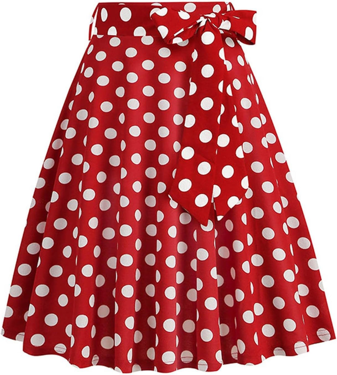 Dunkelblau Damen im französischen Retro-Stil, lässig, modisch, gepunktet, mit Gürtel Dalmatiner Kost