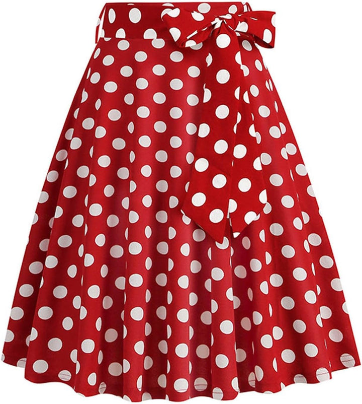 Dunkelblau Damen im französischen Retro-Stil, lässig, modisch, gepunktet, mit Gürtel Dalmatiner Kost