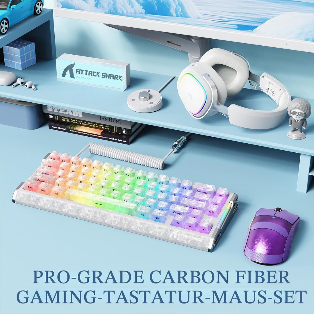 ATTACK SHARK R68 HE – kabelgebundene Gaming-Tastatur aus Carbonfaser mit Magnetanschluss, X11 Ultra