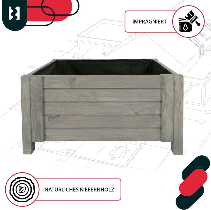 KOTARBAU® Blumenkasten - 60 x 60 x 30 cm - Pflanzkasten mit Vlies - Pflanzkübel gross aussen - Balko